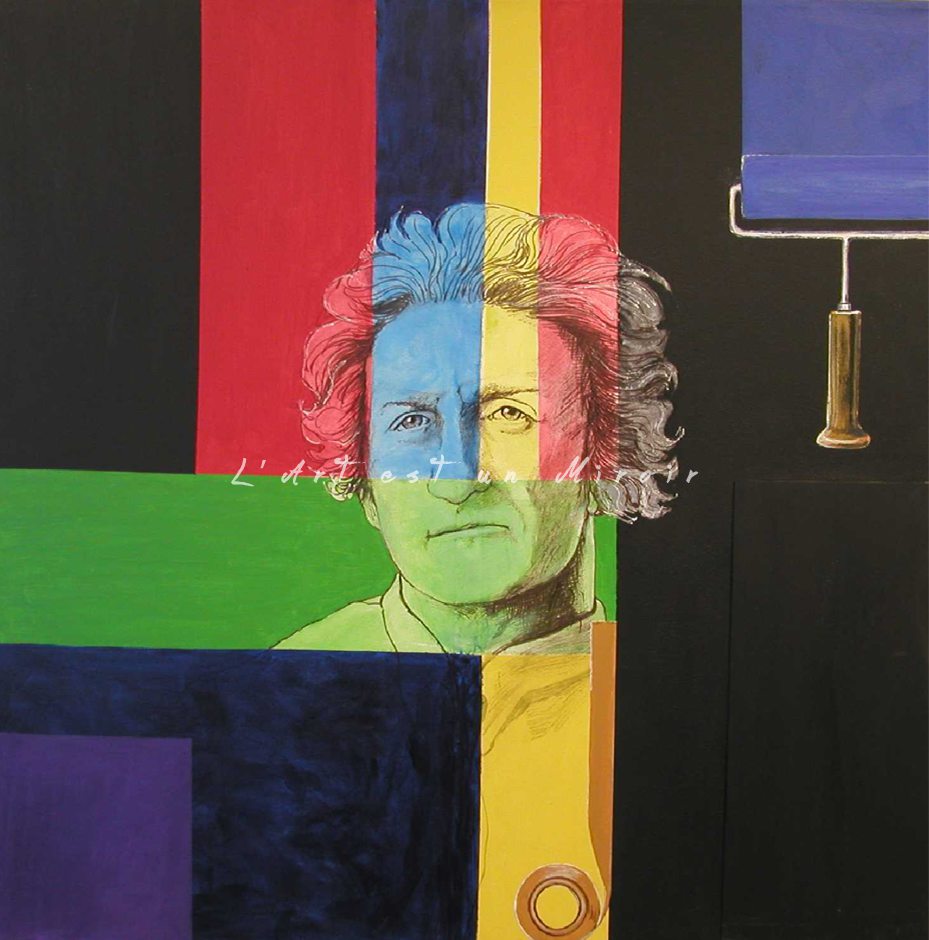 Guido Molinari selon Jérémie Giles – acrylique sur toile – 3pi x 3pi – Collection L'Art est un Miroir